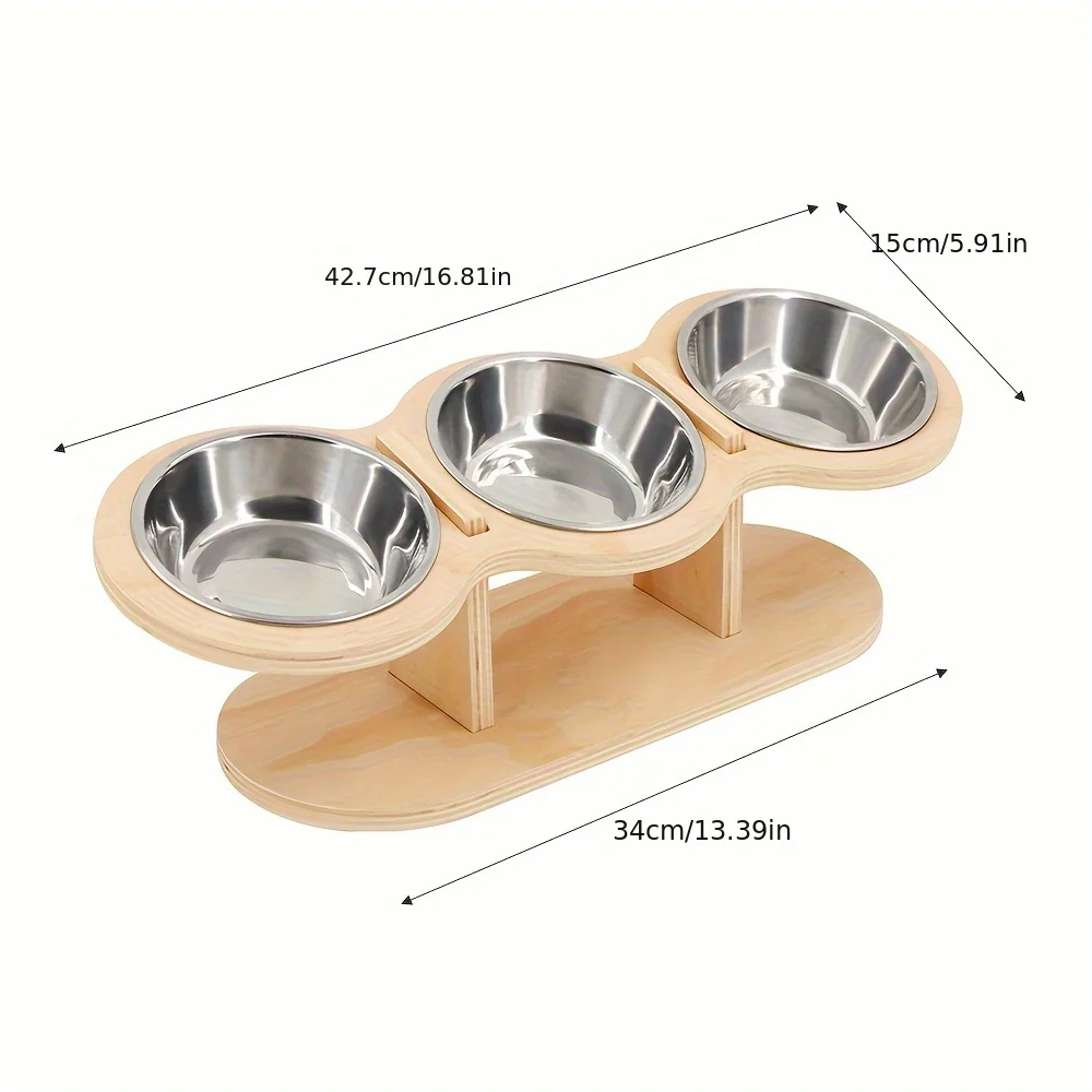Raised Cat Bowl - Elevated Stainless Steel Food and Water Bowls with 15° Tilted Stand for Cats, Indoor Feline, Puppy, and Kitten Feeding